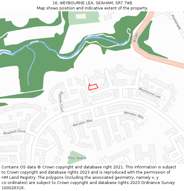 16, WEYBOURNE LEA, SEAHAM, SR7 7WE: Location map and indicative extent of plot