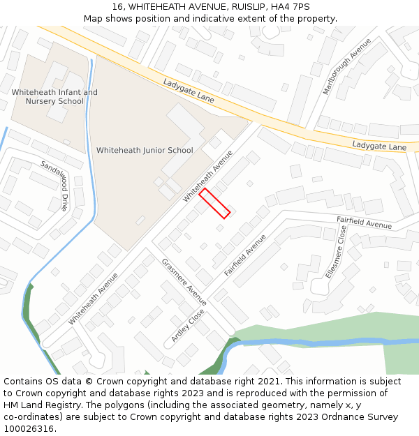 16, WHITEHEATH AVENUE, RUISLIP, HA4 7PS: Location map and indicative extent of plot