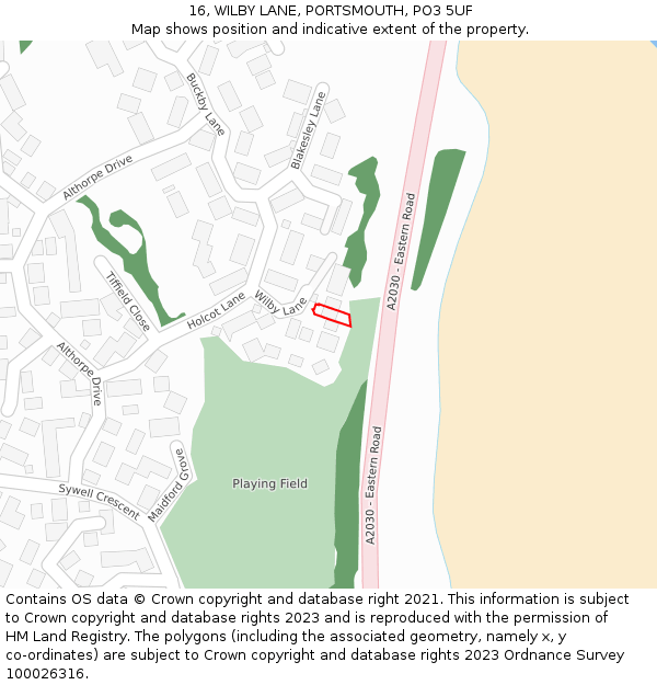 16, WILBY LANE, PORTSMOUTH, PO3 5UF: Location map and indicative extent of plot