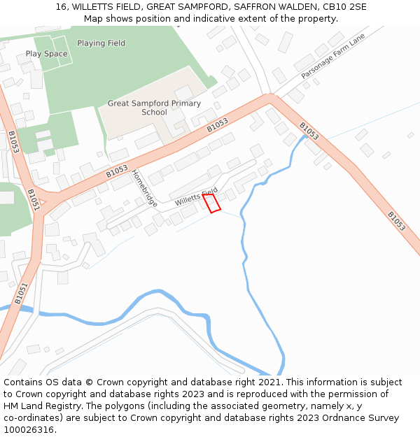 16, WILLETTS FIELD, GREAT SAMPFORD, SAFFRON WALDEN, CB10 2SE: Location map and indicative extent of plot