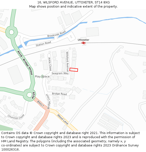 16, WILSFORD AVENUE, UTTOXETER, ST14 8XG: Location map and indicative extent of plot