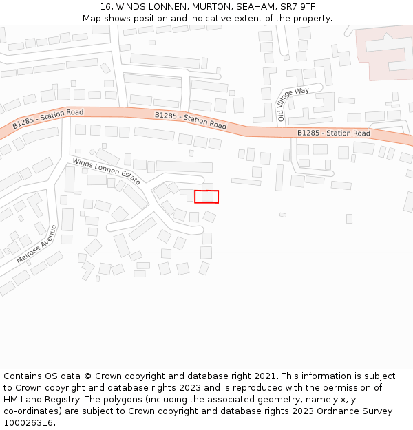 16, WINDS LONNEN, MURTON, SEAHAM, SR7 9TF: Location map and indicative extent of plot