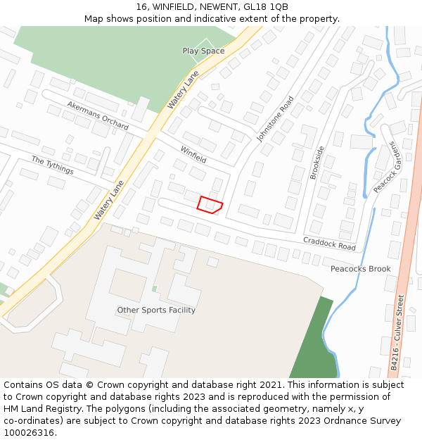 16, WINFIELD, NEWENT, GL18 1QB: Location map and indicative extent of plot