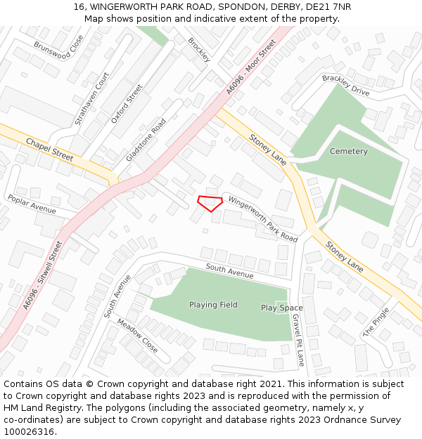 16, WINGERWORTH PARK ROAD, SPONDON, DERBY, DE21 7NR: Location map and indicative extent of plot