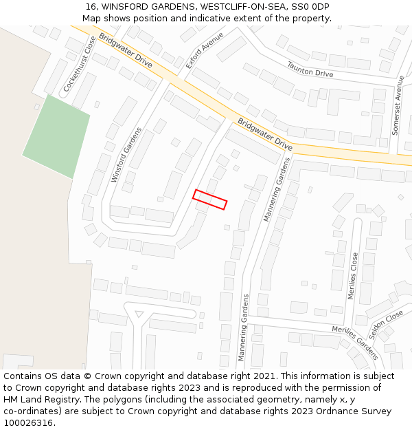 16, WINSFORD GARDENS, WESTCLIFF-ON-SEA, SS0 0DP: Location map and indicative extent of plot