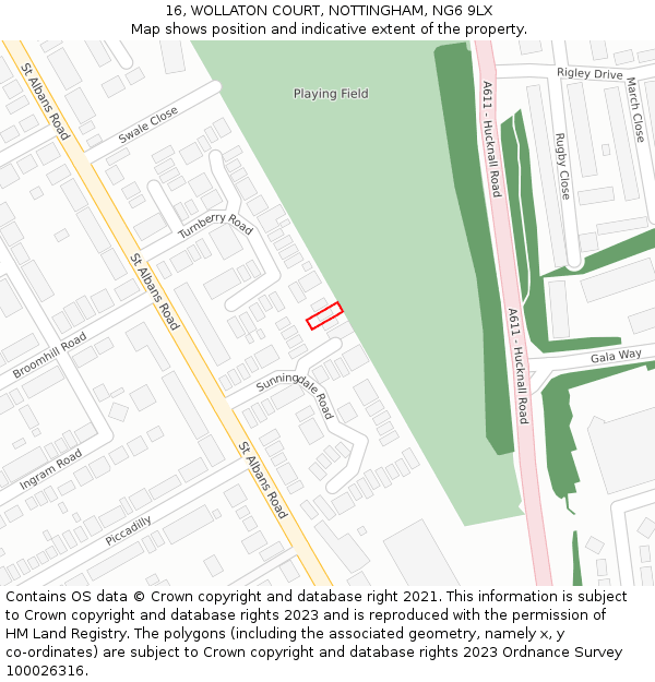 16, WOLLATON COURT, NOTTINGHAM, NG6 9LX: Location map and indicative extent of plot