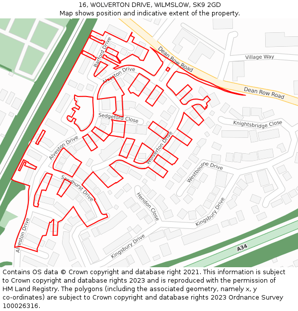 16, WOLVERTON DRIVE, WILMSLOW, SK9 2GD: Location map and indicative extent of plot