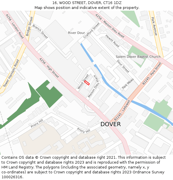 16, WOOD STREET, DOVER, CT16 1DZ: Location map and indicative extent of plot