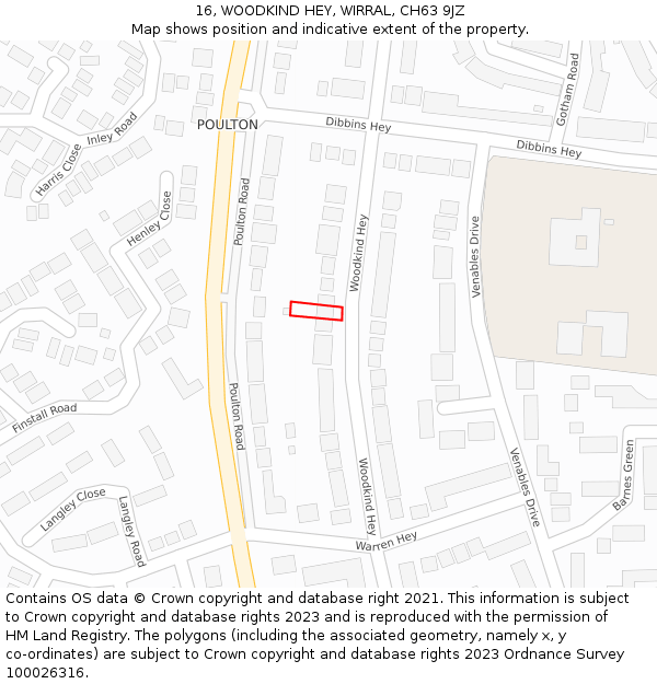 16, WOODKIND HEY, WIRRAL, CH63 9JZ: Location map and indicative extent of plot