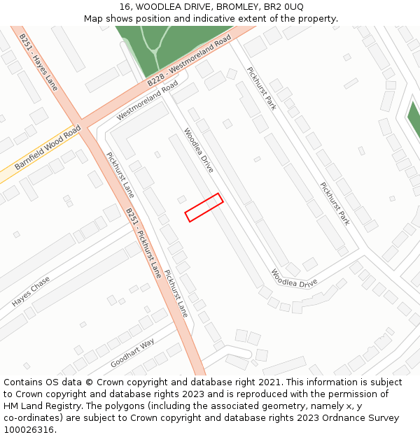 16, WOODLEA DRIVE, BROMLEY, BR2 0UQ: Location map and indicative extent of plot