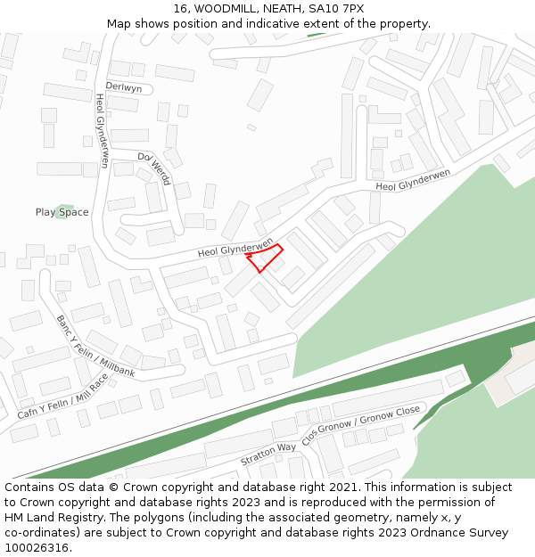 16, WOODMILL, NEATH, SA10 7PX: Location map and indicative extent of plot