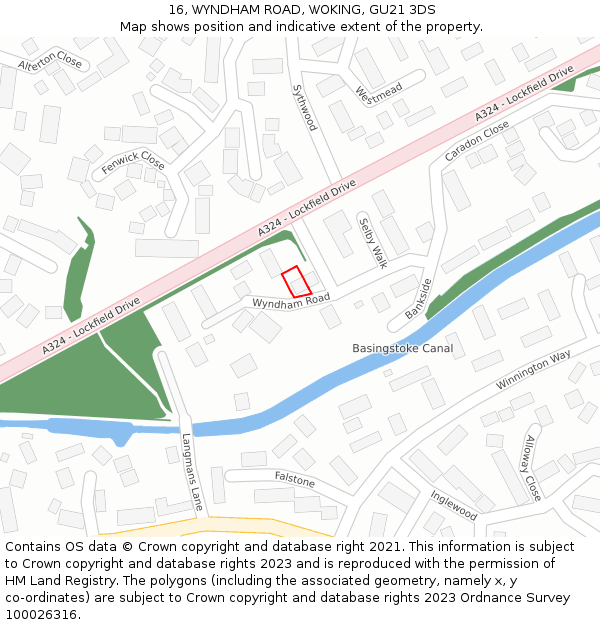 16, WYNDHAM ROAD, WOKING, GU21 3DS: Location map and indicative extent of plot