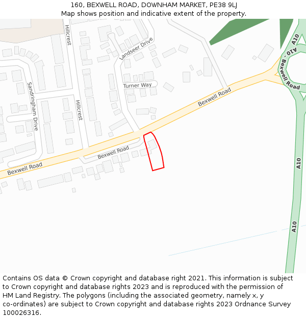 160, BEXWELL ROAD, DOWNHAM MARKET, PE38 9LJ: Location map and indicative extent of plot