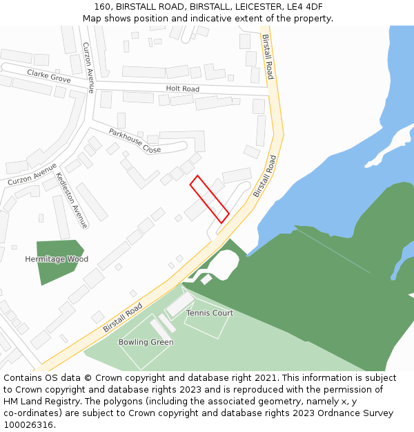 160, BIRSTALL ROAD, BIRSTALL, LEICESTER, LE4 4DF: Location map and indicative extent of plot