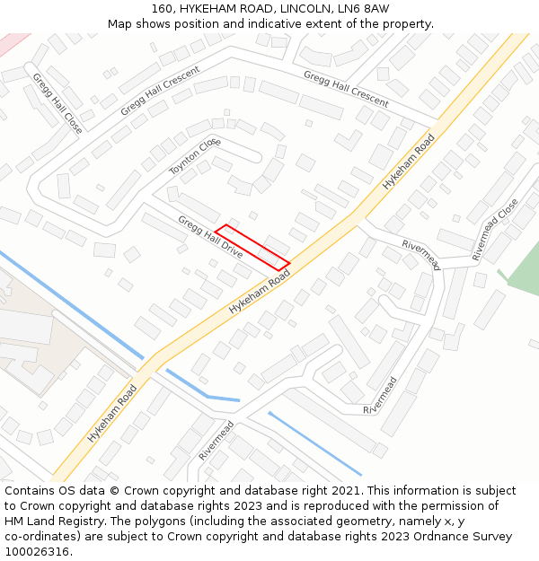 160, HYKEHAM ROAD, LINCOLN, LN6 8AW: Location map and indicative extent of plot