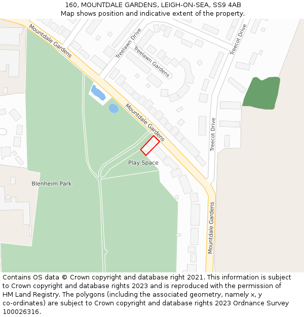 160, MOUNTDALE GARDENS, LEIGH-ON-SEA, SS9 4AB: Location map and indicative extent of plot