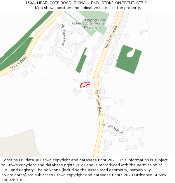 160A, HEATHCOTE ROAD, BIGNALL END, STOKE-ON-TRENT, ST7 8LL: Location map and indicative extent of plot