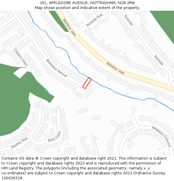 161, APPLEDORE AVENUE, NOTTINGHAM, NG8 2RW: Location map and indicative extent of plot