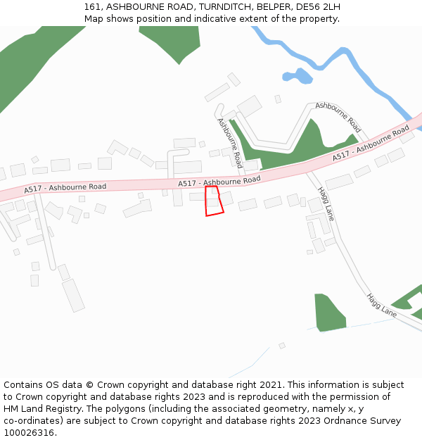 161, ASHBOURNE ROAD, TURNDITCH, BELPER, DE56 2LH: Location map and indicative extent of plot