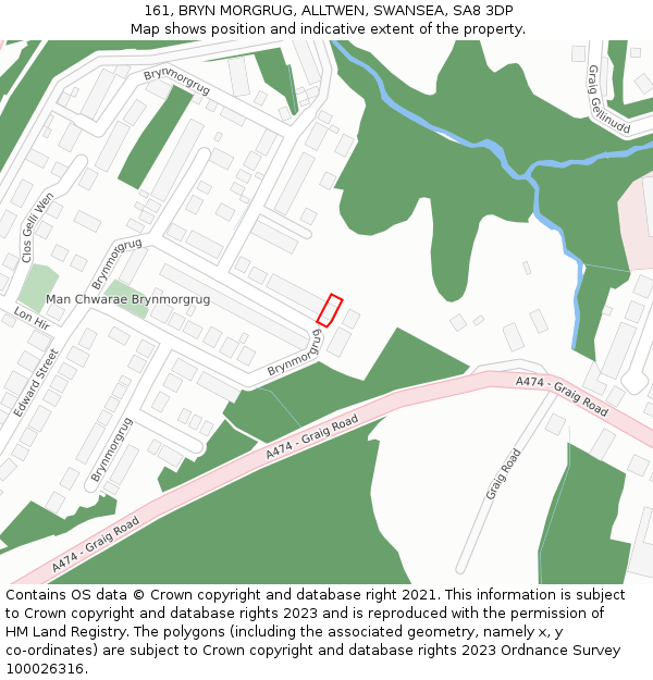 161, BRYN MORGRUG, ALLTWEN, SWANSEA, SA8 3DP: Location map and indicative extent of plot