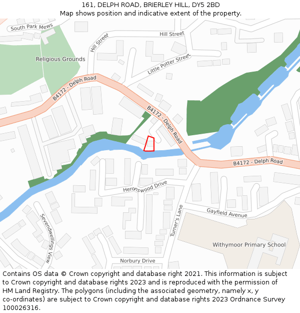 161, DELPH ROAD, BRIERLEY HILL, DY5 2BD: Location map and indicative extent of plot