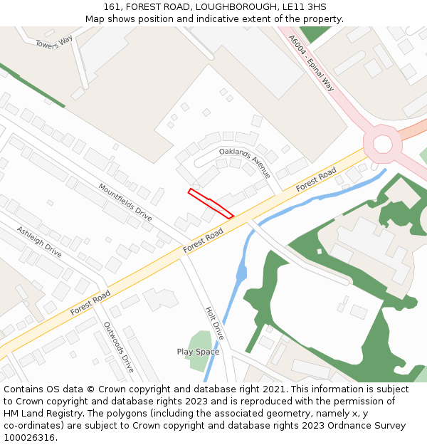 161, FOREST ROAD, LOUGHBOROUGH, LE11 3HS: Location map and indicative extent of plot