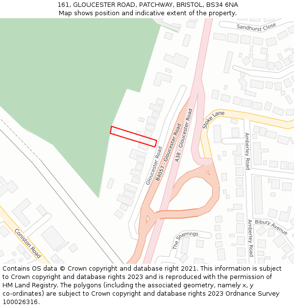 161, GLOUCESTER ROAD, PATCHWAY, BRISTOL, BS34 6NA: Location map and indicative extent of plot