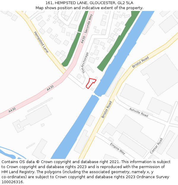 161, HEMPSTED LANE, GLOUCESTER, GL2 5LA: Location map and indicative extent of plot