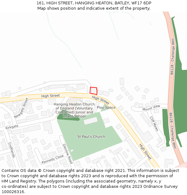161, HIGH STREET, HANGING HEATON, BATLEY, WF17 6DP: Location map and indicative extent of plot