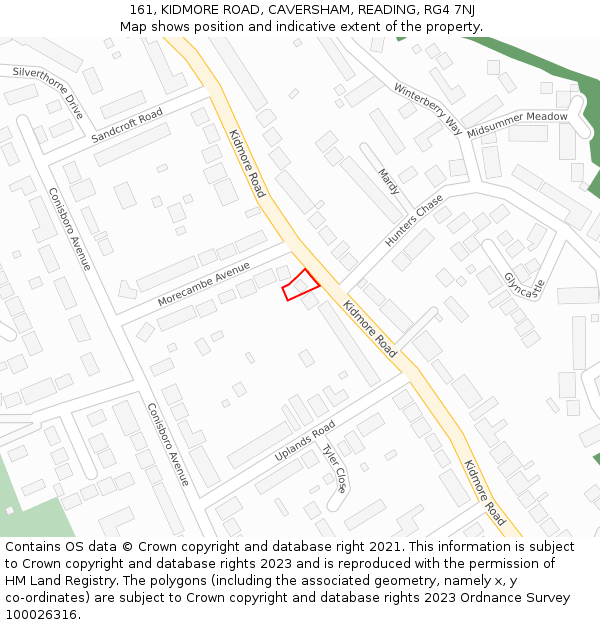 161, KIDMORE ROAD, CAVERSHAM, READING, RG4 7NJ: Location map and indicative extent of plot