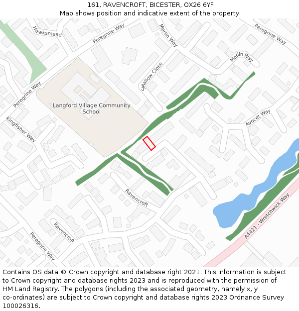 161, RAVENCROFT, BICESTER, OX26 6YF: Location map and indicative extent of plot