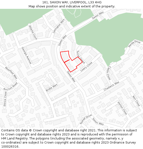 161, SAXON WAY, LIVERPOOL, L33 4HG: Location map and indicative extent of plot