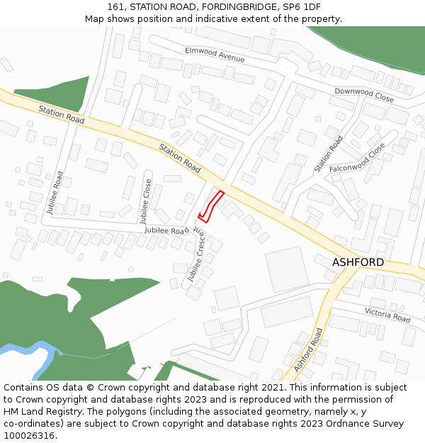 161, STATION ROAD, FORDINGBRIDGE, SP6 1DF: Location map and indicative extent of plot
