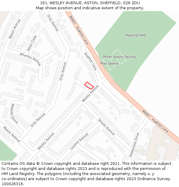 161, WESLEY AVENUE, ASTON, SHEFFIELD, S26 2DU: Location map and indicative extent of plot