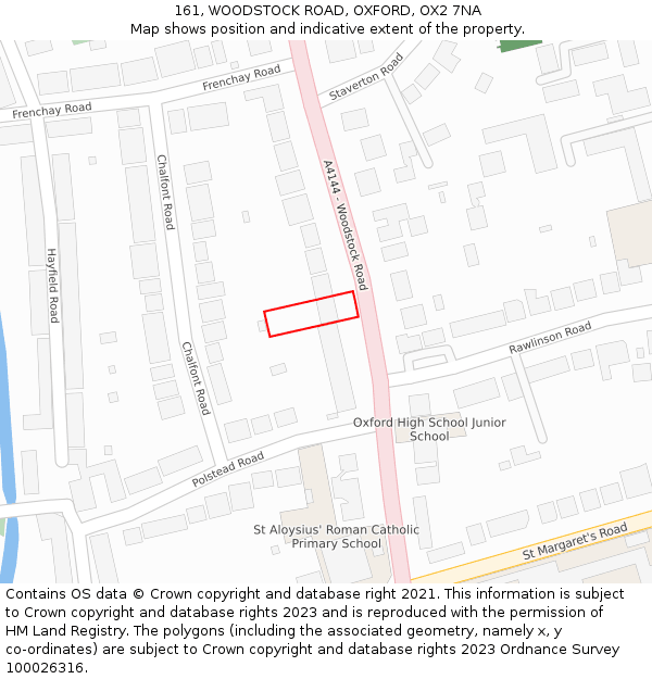 161, WOODSTOCK ROAD, OXFORD, OX2 7NA: Location map and indicative extent of plot