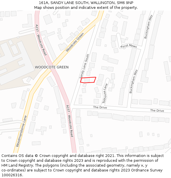 161A, SANDY LANE SOUTH, WALLINGTON, SM6 9NP: Location map and indicative extent of plot