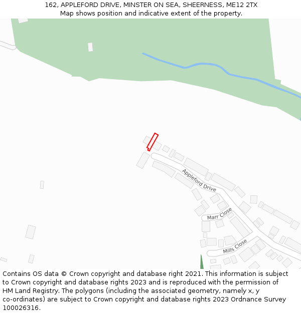 162, APPLEFORD DRIVE, MINSTER ON SEA, SHEERNESS, ME12 2TX: Location map and indicative extent of plot