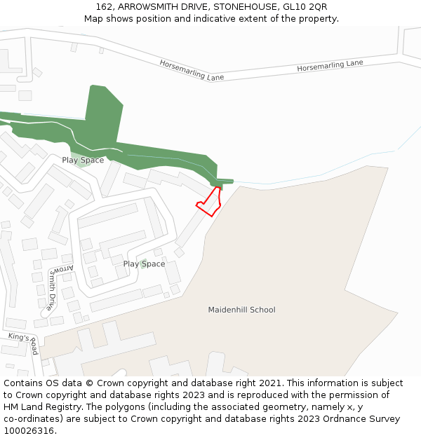 162, ARROWSMITH DRIVE, STONEHOUSE, GL10 2QR: Location map and indicative extent of plot