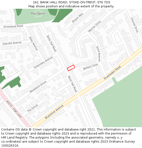 162, BANK HALL ROAD, STOKE-ON-TRENT, ST6 7DS: Location map and indicative extent of plot