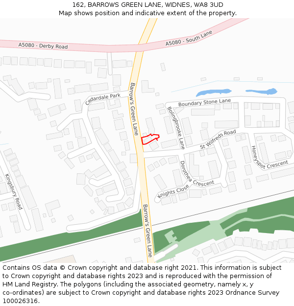 162, BARROWS GREEN LANE, WIDNES, WA8 3UD: Location map and indicative extent of plot