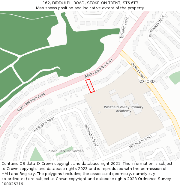 162, BIDDULPH ROAD, STOKE-ON-TRENT, ST6 6TB: Location map and indicative extent of plot