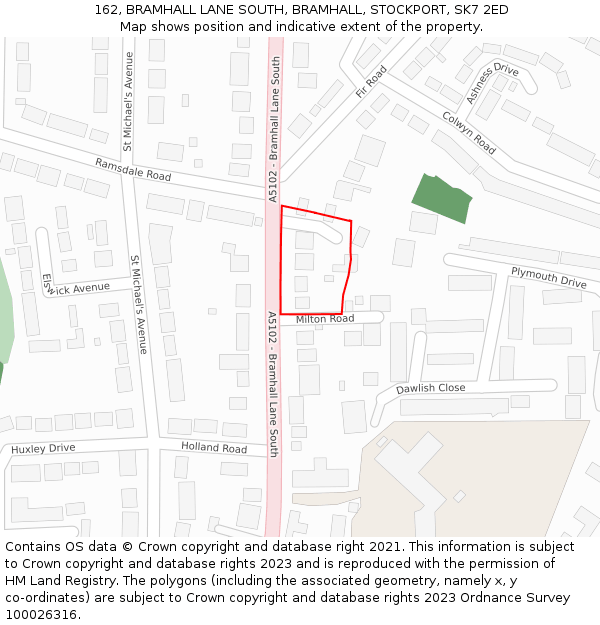 162, BRAMHALL LANE SOUTH, BRAMHALL, STOCKPORT, SK7 2ED: Location map and indicative extent of plot