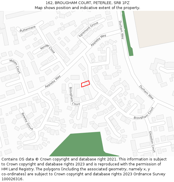 162, BROUGHAM COURT, PETERLEE, SR8 1PZ: Location map and indicative extent of plot