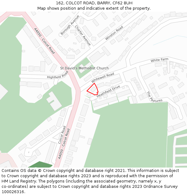 162, COLCOT ROAD, BARRY, CF62 8UH: Location map and indicative extent of plot