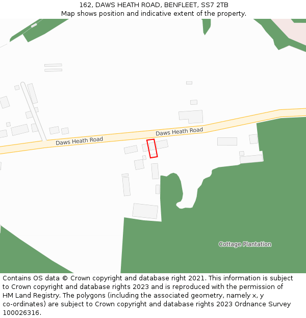 162, DAWS HEATH ROAD, BENFLEET, SS7 2TB: Location map and indicative extent of plot