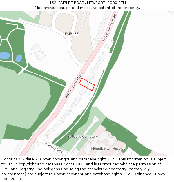 162, FAIRLEE ROAD, NEWPORT, PO30 2EN: Location map and indicative extent of plot