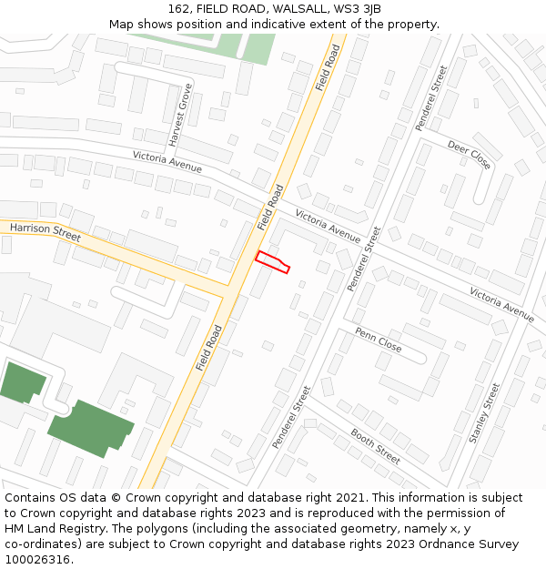 162, FIELD ROAD, WALSALL, WS3 3JB: Location map and indicative extent of plot