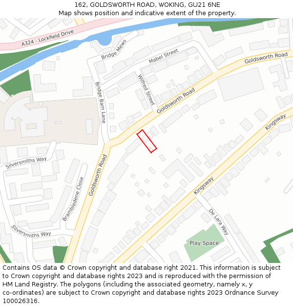 162, GOLDSWORTH ROAD, WOKING, GU21 6NE: Location map and indicative extent of plot