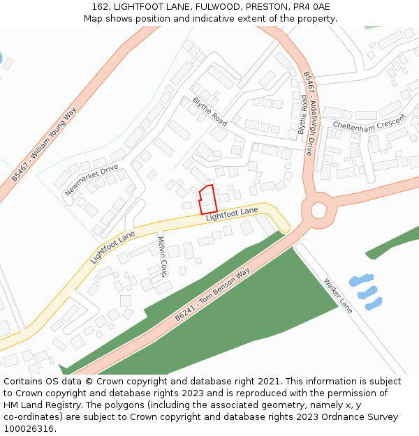 162, LIGHTFOOT LANE, FULWOOD, PRESTON, PR4 0AE: Location map and indicative extent of plot