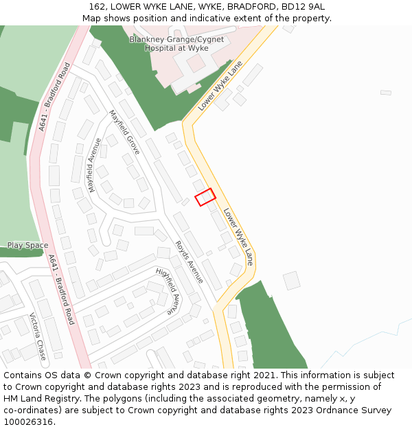 162, LOWER WYKE LANE, WYKE, BRADFORD, BD12 9AL: Location map and indicative extent of plot